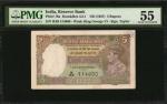1937年印度储备银行5卢比。INDIA. Reserve Bank of India. 5 Rupees, ND (1937). P-18a. PMG About Uncirculated 55.