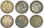 British Trade Dollars (3), 1899B, 1900B, 1903B, Britannia, rev. value (KM T5; Pr.8, 9, 15), last fin