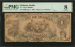 Mobile, Alabama. Mayor C.F. Moulton. 1873 $1. PMG Very Good 8.