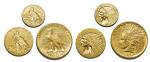 United States of America, lot of 3x Indian Head gold coins, $2.50 (1927), $5 (1908) and $10 (1908),v