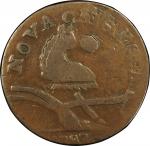 1787 New Jersey copper. Maris 56-n. Rarity-1. Camel Head. Overstruck on 1788 Connecticut copper, M. 