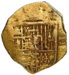 SPAIN, Seville, gold cob 2 escudos, Philip III or IV, assayer not visible.