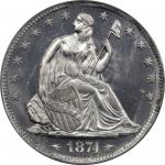 1874 Pattern Liberty Seated Half Dollar. Judd-1362, Pollock-1507. Rarity-8. Aluminum. Reeded Edge. P