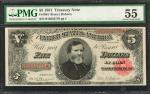 Fr. 364. 1891 $5 Treasury Note. PMG About Uncirculated 55.