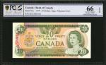 1979年加拿大银行20元。CANADA. Bank of Canada. 20 Dollars, 1979. P-93c. PCGS GSG Gem Uncirculated 66 OPQ.