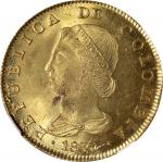 COLOMBIA. 8 Escudos, 1830-BOGOTA RS. Bogota Mint. NGC MS-63.