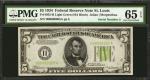Fr. 1955-H. 1934 $5 Federal Reserve Note. St. Louis. PMG Gem Uncirculated 65 EPQ. Low Serial Number.