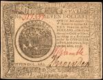 CC-80. Continental Currency. September 26, 1778. $7. Extremely Fine.