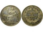 1908年法属印度支那1 Piastre银币，近未使用