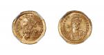 公元402-450年罗马帝国迪奥多西二世与君士坦丁波利斯女神金币 NGC MS