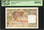COMOROS. Banque de Madagascar. 1000 Francs, ND (1963). P-5b. PCGS Choice About New 58 PPQ.