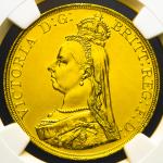 GREAT BRITAIN Victoria ヴィクトリア(1837~1901) 5Pounds 1887 NGC-UNC Details“Cleaned“ 洗浄 -UNC 