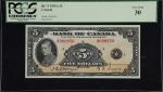 CANADA. Bank of Canada. 5 Dollars, 1935A. BC-5. PCGS Currency Very Fine 30.