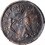 Undated (ca. 1652-1674) St. Patrick Farthing. Martin 1c.7-Ca.3, W-11500. Rarity-6+. Copper. Nothing 