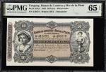 URUGUAY. Banco Londres y Rio de la Plata. 10 Pesos, 1883. P-S242r. Remainder. PMG Gem Uncirculated 6
