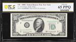 Fr. 2013-B. 1950C $10 Federal Reserve Note. New York. PCGS Banknote Gem Uncirculated 65 PPQ. Fancy S