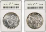 Lot of (2) San Francisco Mint Peace Silver Dollars. MS-62 (ANACS). OH.
