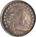 1798 Draped Bust Silver Dollar. Heraldic Eagle. BB-116, B-30. Rarity-5. Pointed 9, Close Date. EF De