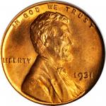 1931 Lincoln Cent. MS-66 RD (PCGS). OGH.