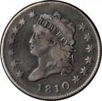 1810 Classic Head Cent. S-282. Rarity-2. Fine-12, Porous.
