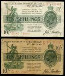Treasury Series, John Bradbury, 10 shillings (2), 1918, prefix B/24, B50, green and brown with Georg