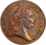 1773 Virginia Halfpenny. Newman 3-F, W-1455. Rarity-4. No Period After GEORGIVS, 7 Harp Strings. MS-