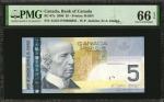 2006年加拿大银行5 加元。错版前缀字母。三张连号。CANADA. Lot of (3). Bank of Canada. 5 Dollars, 2006. P-BC-67a. Consecutiv