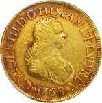 COLOMBIA. 1768/7-J 8 Escudos. Popayán mint. Carlos III (1759-1788). Restrepo M70.11. EF-40 (PCGS).