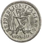 ITALIAN REPUBLIC: Napoleonic Republic, 1802-1805, 10 soldi pattern (2.10g), 1804-M year 3, KM-Pn19, 