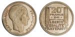 France. Provisional Government of De Gaulle. Pattern Essai 20 Francs, 1945. Nickel-bronze. By Turin.