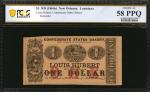 New Orleans, Louisiana. Louis Hubert, Confederate States Bakery. ND (1860s) $1. PCGS Banknote Choice