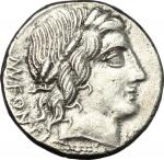 The Roman Republic, Mn. Fonteius C. f.. AR Denarius, 85 BC. Cr. 353/1d. B.11. 3.57 g.  17.5 mm.  极美