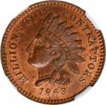 1863 Indian Head / NOT ONE CENT FOR THE WIDOWS. Fuld-97/389 a. Rarity-2. Copper. Plain Edge. MS-65 R