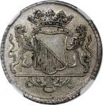 1755年荷属东印度乌德勒支1杜伊特样银样币，“VOC”，NGC PF55。NGC记录仅一枚更高分，柔美霞光包浆