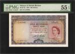 1953年马来亚及英属婆罗洲货币发行局一佰圆。PMG About Uncirculated 55 EPQ.