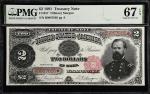 Fr. 357. 1891 $2 Treasury Note. PMG Superb Gem Uncirculated 67 EPQ.