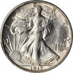 1917-D Walking Liberty Half Dollar. Reverse Mintmark. MS-64 (PCGS). CAC.