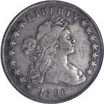 1796 Draped Bust Silver Dollar. BB-61, B-4. Rarity-3. Small Date, Large Letters. VF-30 (ANACS). OH.