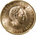 CUBA. 10 Pesos, 1916. Philadelphia Mint. NGC MS-63.