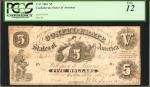 T-11. Confederate Currency. 1861 $5. PCGS Fine 12.
