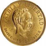 CUBA. 20 Pesos, 1915. Philadelphia Mint. NGC MS-60.