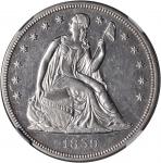 1859 Liberty Seated Silver Dollar. Proof. AU Details--Polished (NGC).