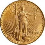1908-D Saint-Gaudens Double Eagle. No Motto. MS-63 (PCGS). OGH.