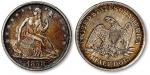 美国1858年拿旗半美元银币一枚，整体图案清晰，原味厚重酱彩包浆，金盾PCGS XF Detail（8115300）