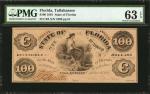 Tallahassee, Florida. State of Florida. 1861.  $100. PMG Choice Uncirculated 63 EPQ.
