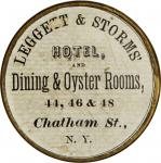 New York, New York. Leggett & Storms Hotel and Dining & Oyster Rooms. Bowers NY-6580. Brass rim, fer