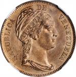 VENEZUELA. Centavo, 1858-HEATON. Heaton Mint. NGC SPECIMEN-65 Red Brown.