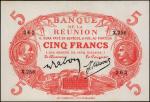 REUNION. Banque de la Reunion. 5 Francs, 1940. P-14. About Uncirculated.