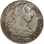 MEXICO. Counterfeit 2 Reales, "1771-Mo FF". Imitating Mexico City Mint. Charles III. FINE Details, C