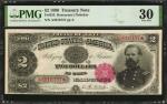 Fr. 355. 1890 $2 Treasury Note. PMG Very Fine 30.